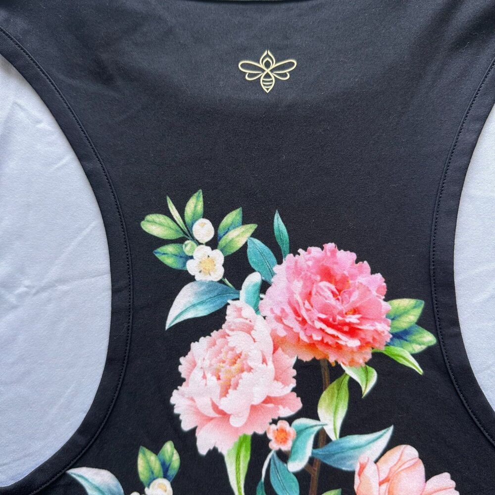Johnny Was Bee Active Work Out Floral Sleeveless Tank Top Gold Bee Size M - Picture 4 of 10